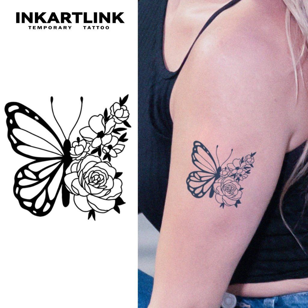 Flower Butterfly Temporary Tattoo Stickers Waterproof Long Lasting Magic Tattoo Lasts To 15