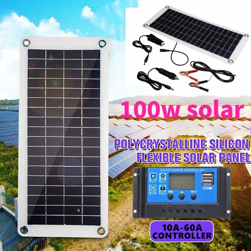 100W Portable Solar Panel Polycrystalline Flexible Solar Panel Powered ...
