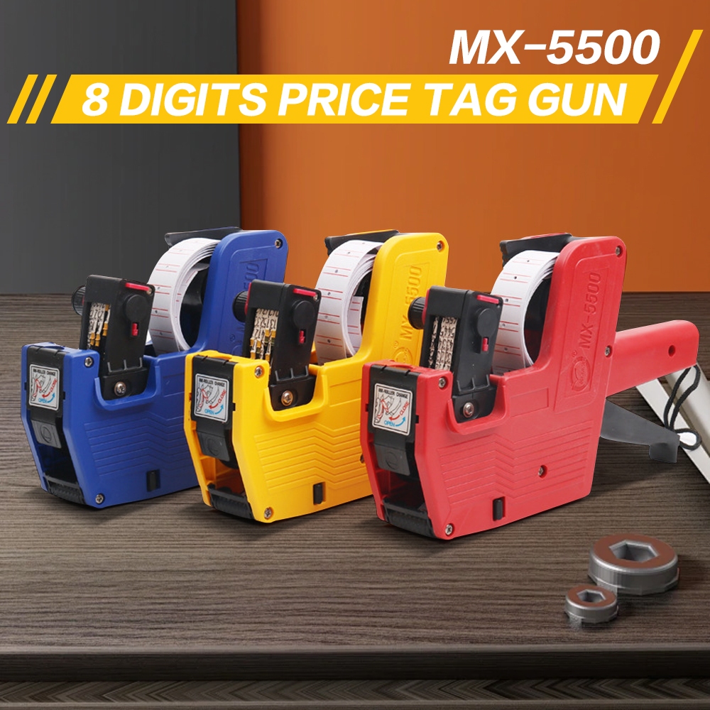 MX5500 8 Digits Price Tag Machine with 4000 Sticker Labels and 1 Ink