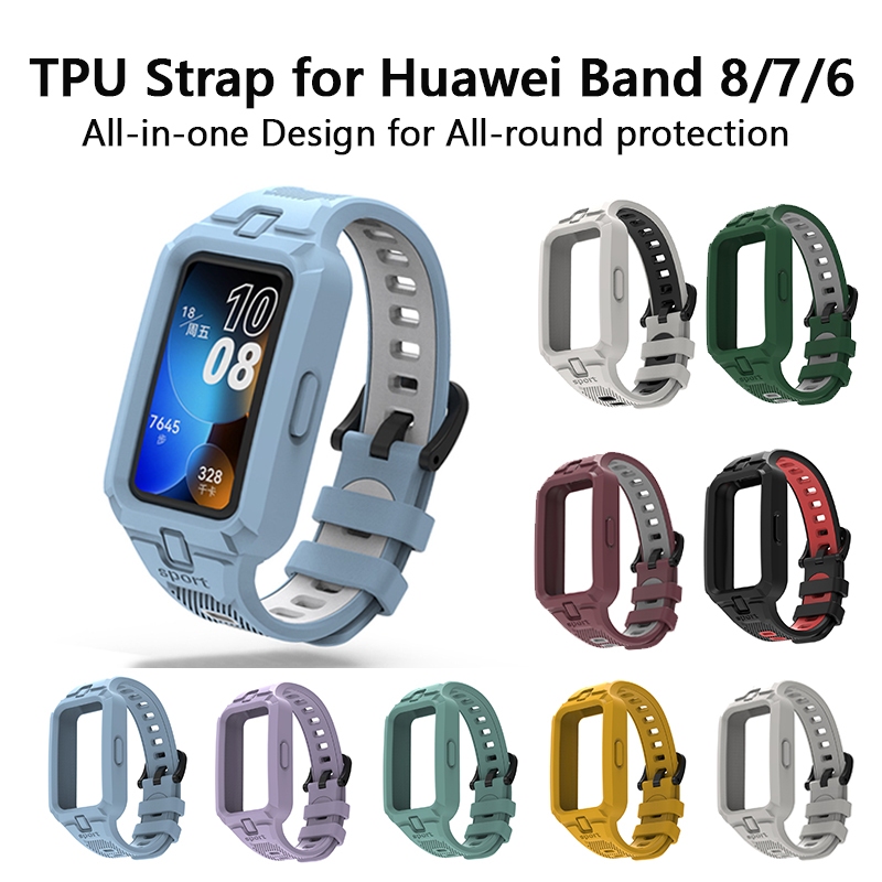 For Huawei Band 9/8/7/6 Soft Silicone Strap with Case Replacement ...