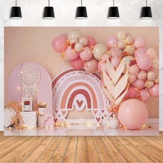 Daisy Party Decorations-Boho First Birthday Party Supplies Daisy Theme One  Backdrop Baby Girl 1st Birthday Decor(Pink)
