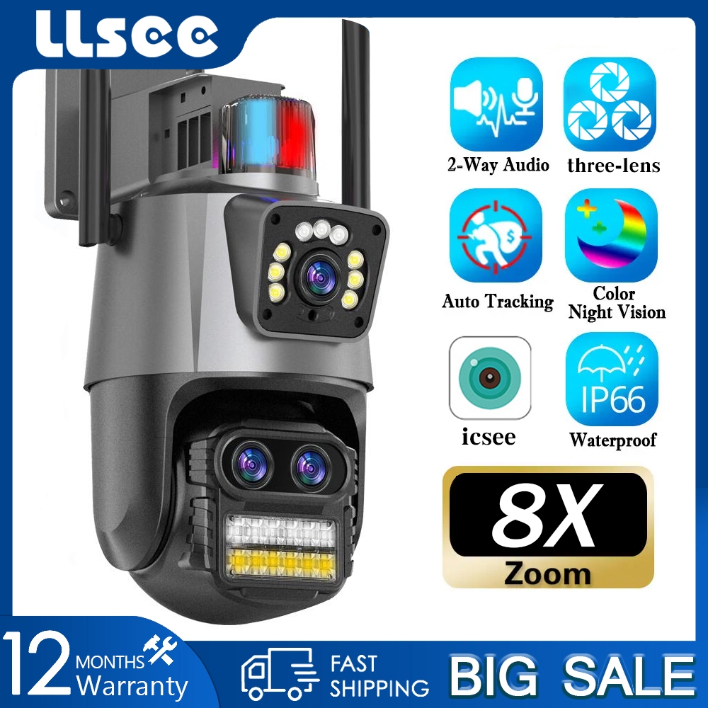 LLSEE ICSEE 9MP 3 lenses CCTV wireless WIFI connection mobile PTZ ...