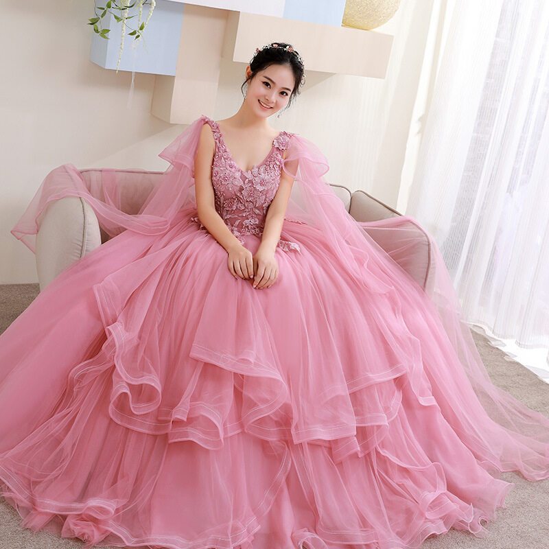 Luxury Pink Plus Size Formal Ball Gown For Debut 18 Years Old And Evening Dresses Floor Length