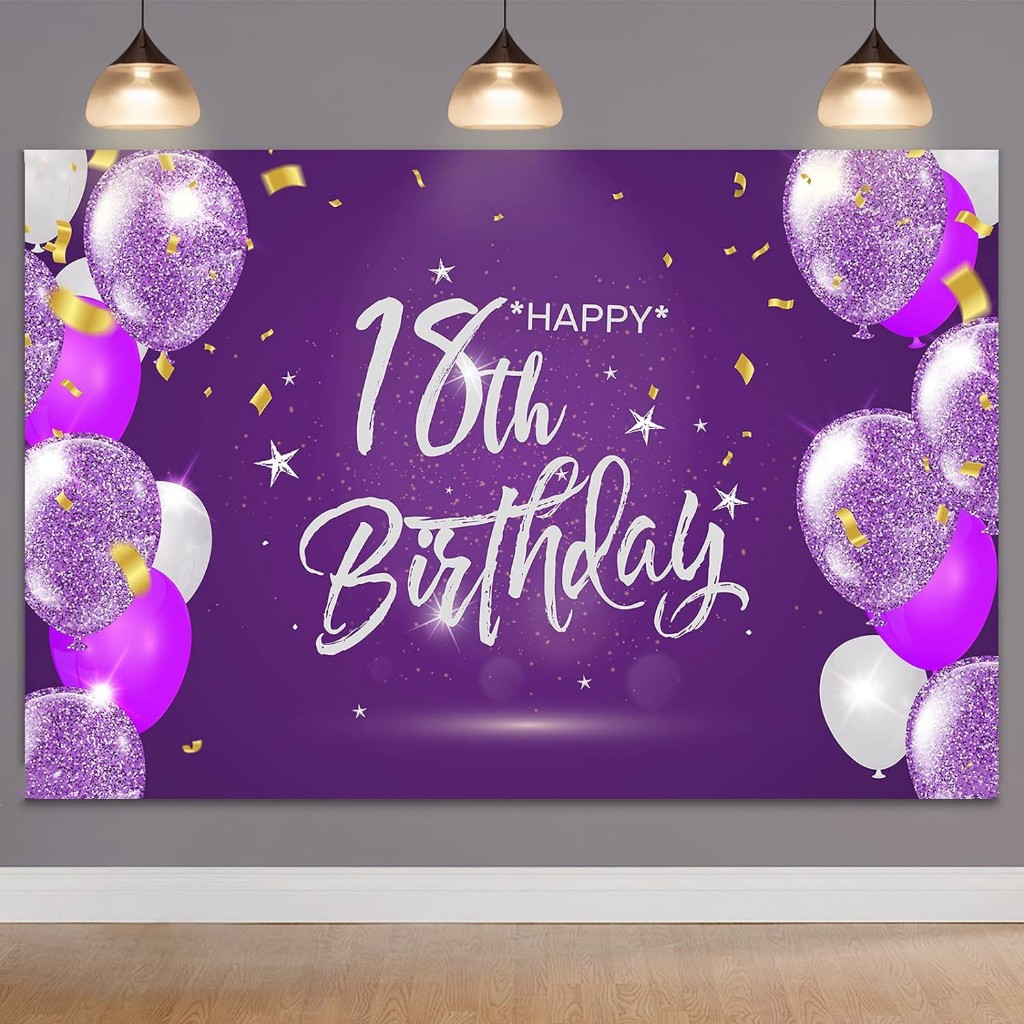 180x120cm Happy 18th Birthday Photography Backdrop 18 Years Old ...