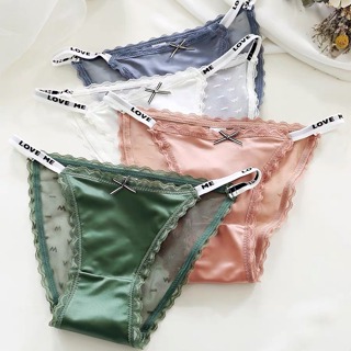 Women Silk-like Satin Panties Bikini Underwear Breathable Solid Color  Briefs New