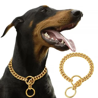 Dog Chain Collar Pet Iron Metal Double Chain Row Neck Leash Gear Choke  Chain Walking Training for Small Medium Large Dogs,45cm