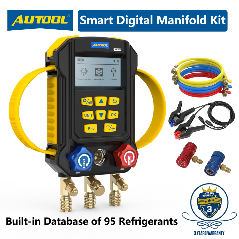 AUTOOL LM160 Car Smart Digital Manifold Kit Refrigerant Manifold
