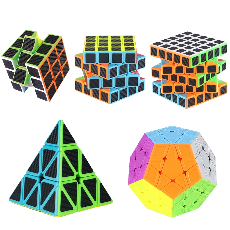 3x3x3 Speed Cube 4x4 5x5 Carbon Fiber Sticker Speed Cube Professional ...