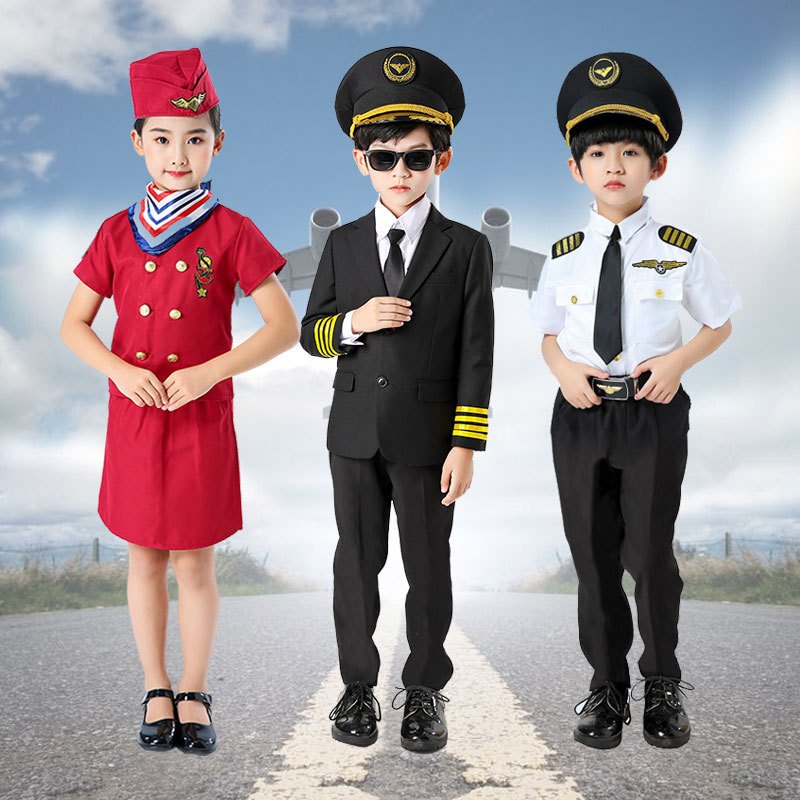 Captain Costume for Kids Boys Flighter Pilot Pretend Play Costume Girls ...