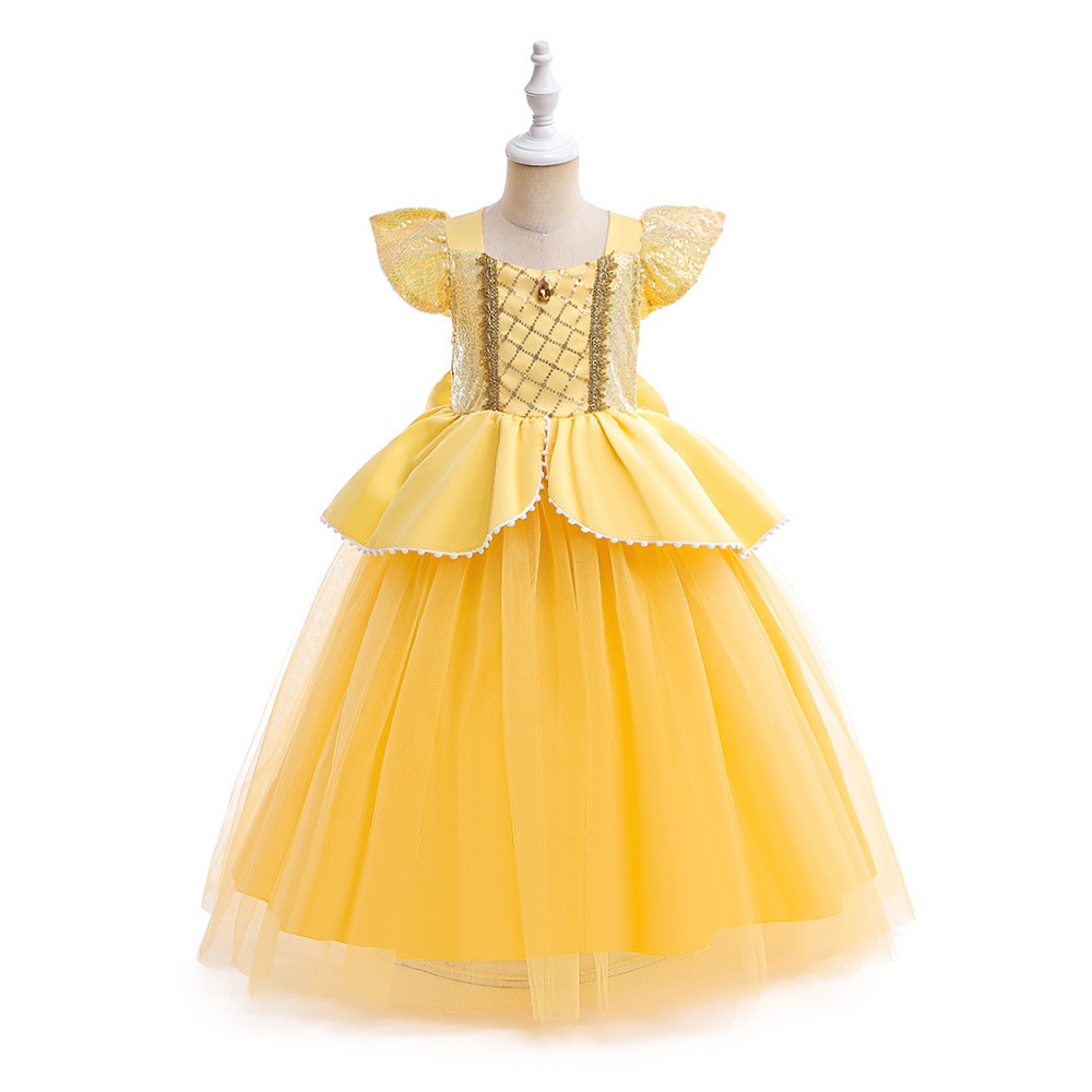 Elegant Baby Girls Halloween Costume for Kids Princess Belle Cosplay