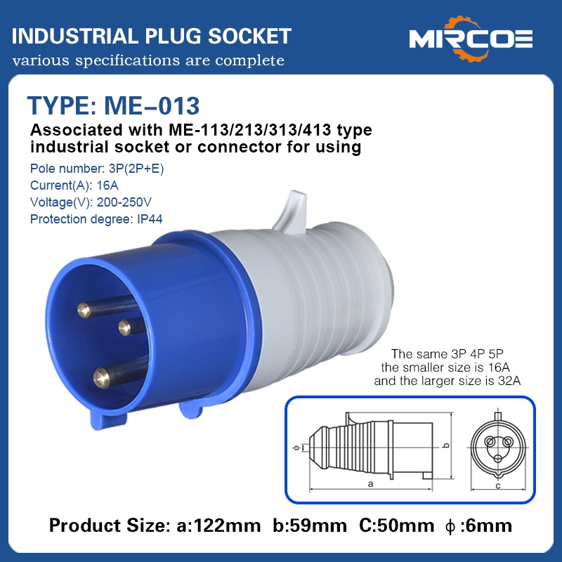 16a32a 3pin 4pin 5pin Industrial Plug Inudstrial Connector Coupler Panel Socket Straight 1613