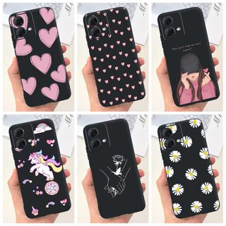 Funda For Motorola Moto E13 Case Cute Cartoon Cat Black Silicone Soft Phone  Case For Moto E13 Back Cover Case E 13 Capas Shell