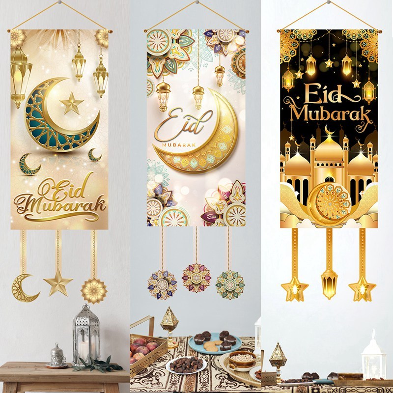 Stendardo Eid Mubarak Onsinic - Decorazione Ramadan Per Casa E Feste Musulmane - Grande Formato - 2
