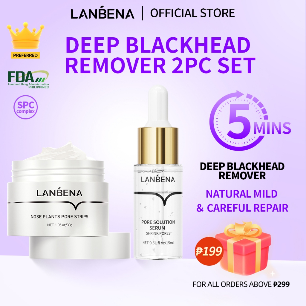 LANBENA Blackheads Remove Set Serum Plants Pore Strips Oil Control Deep