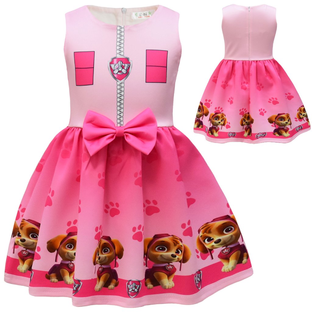 New PAW Patrol Skye Girls Kawaii Pink Dresses 3-8Yrs Girl Party Anime ...