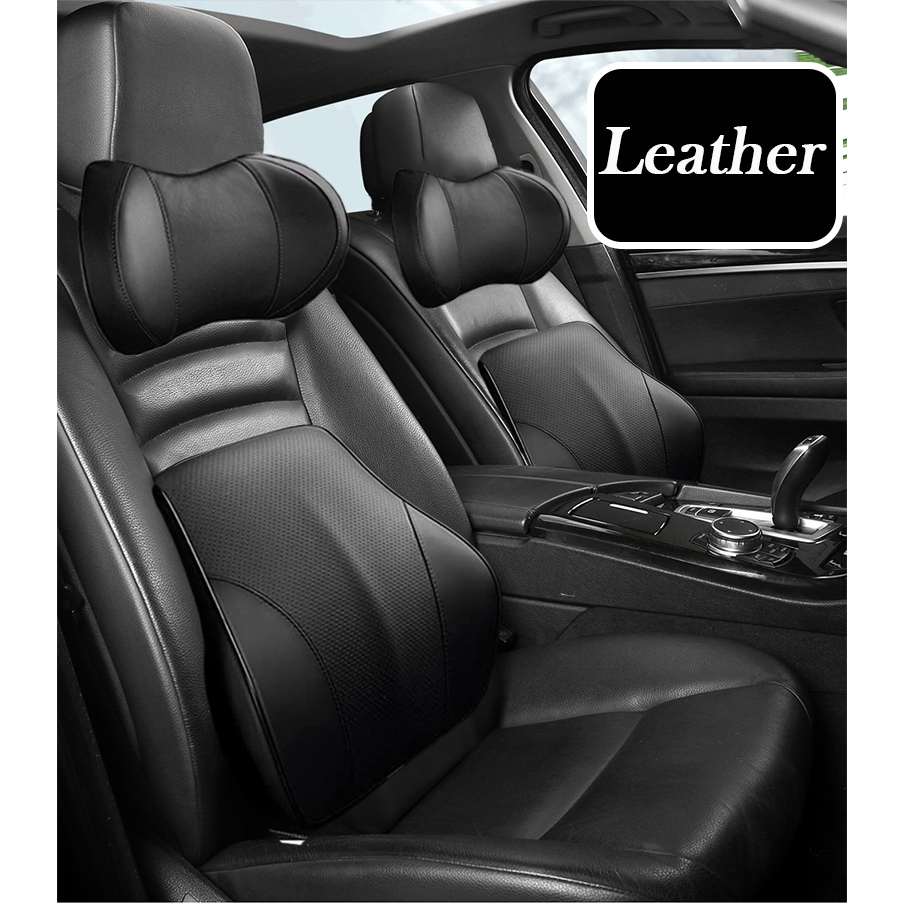 AOLA Leather Car Headrest Neck Rest Pillow Cushion Durable 100% Pure Memory  Foam Cotton Car seat Neck Support Neck/Back Pain Relief Lumbar Support