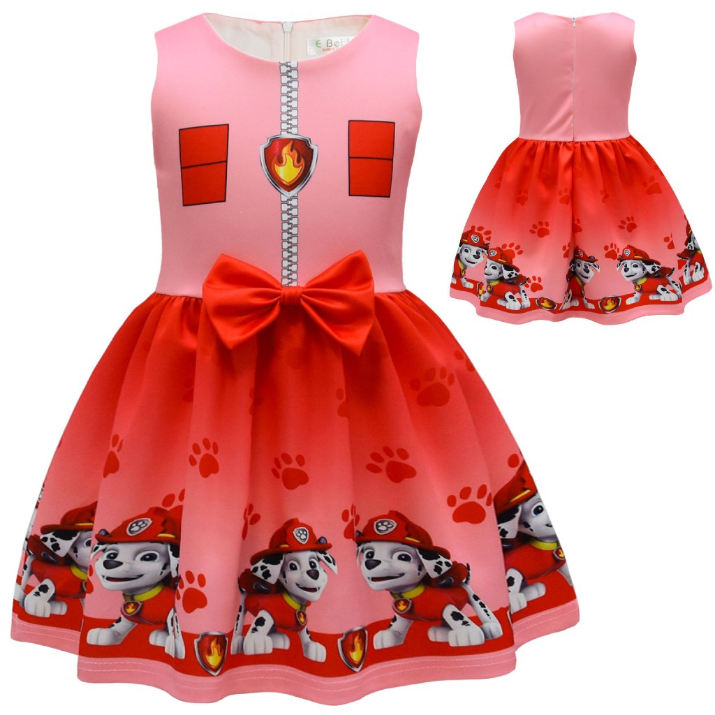 New PAW Patrol Marshall Girls Kawaii Red Dresses 3-8Yrs Girl Party ...