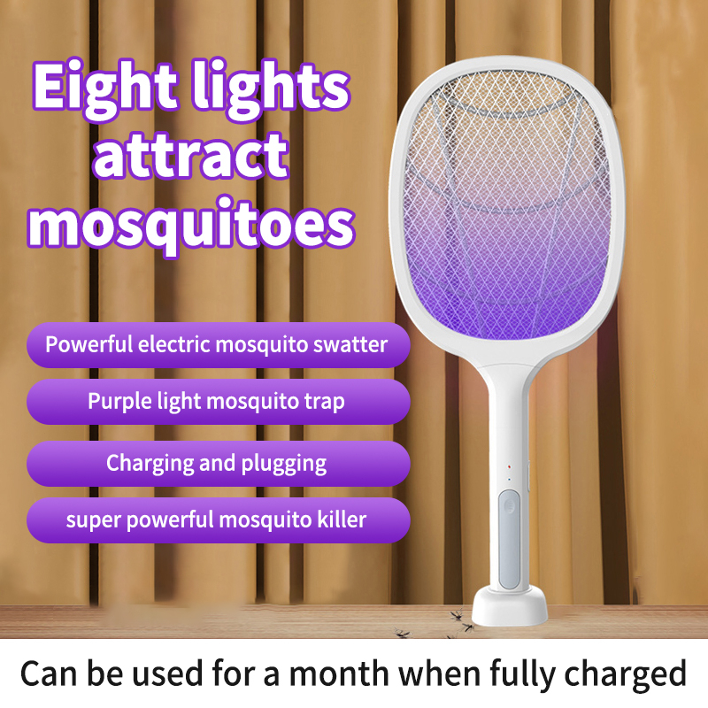 KAKW 2in1 Electric Bug Zapper Racket 3000V High Voltage 8 Mosquito