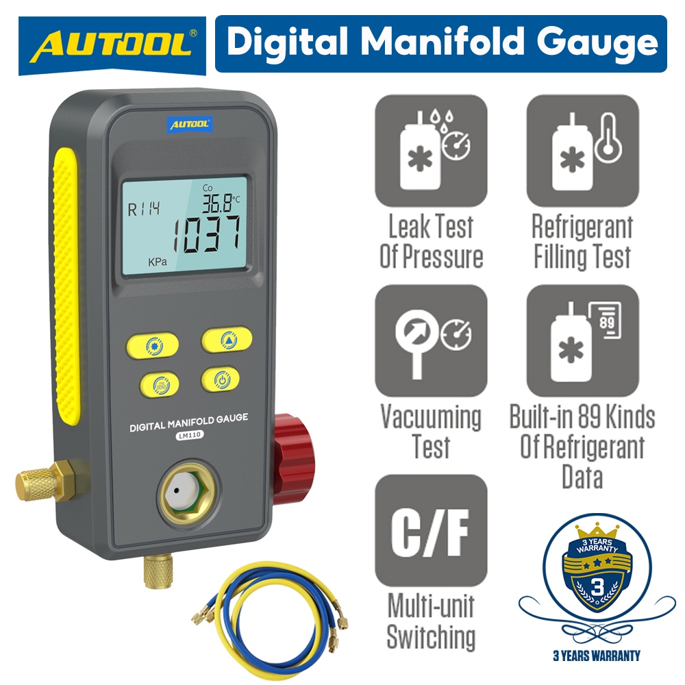 AUTOOL Digital Manifold Gauge LM110 HVAC Cold Medium Vacuum Pressure