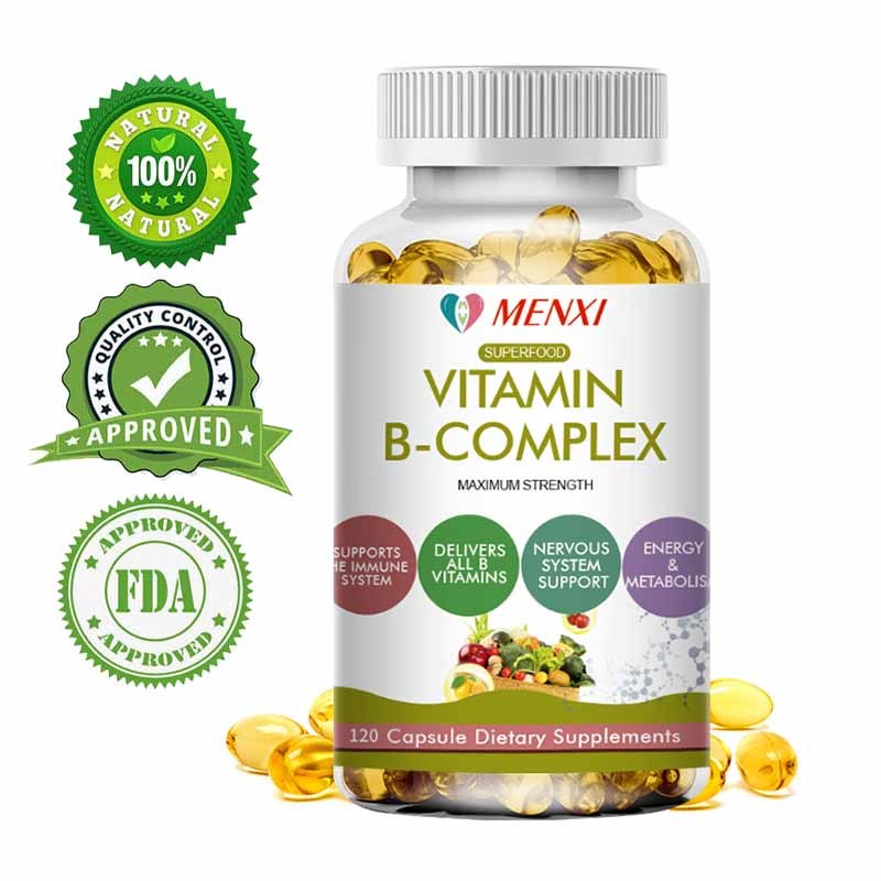 MENXI Vitamin B Complex Capsules Whole Food Supplement B1, B2, B3, B5