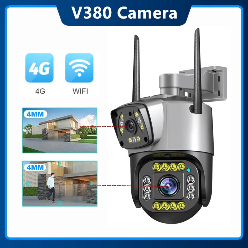V380 4G Sim Card IP Camera CCTV 4K 8MP Cameras Surveillance Dual Lens ...