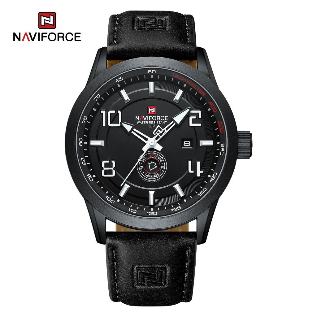 NAVIFORCE Mens Watches Military Original Leather Strap Waterproof Wristwatches Male Sport Man Clock 9229