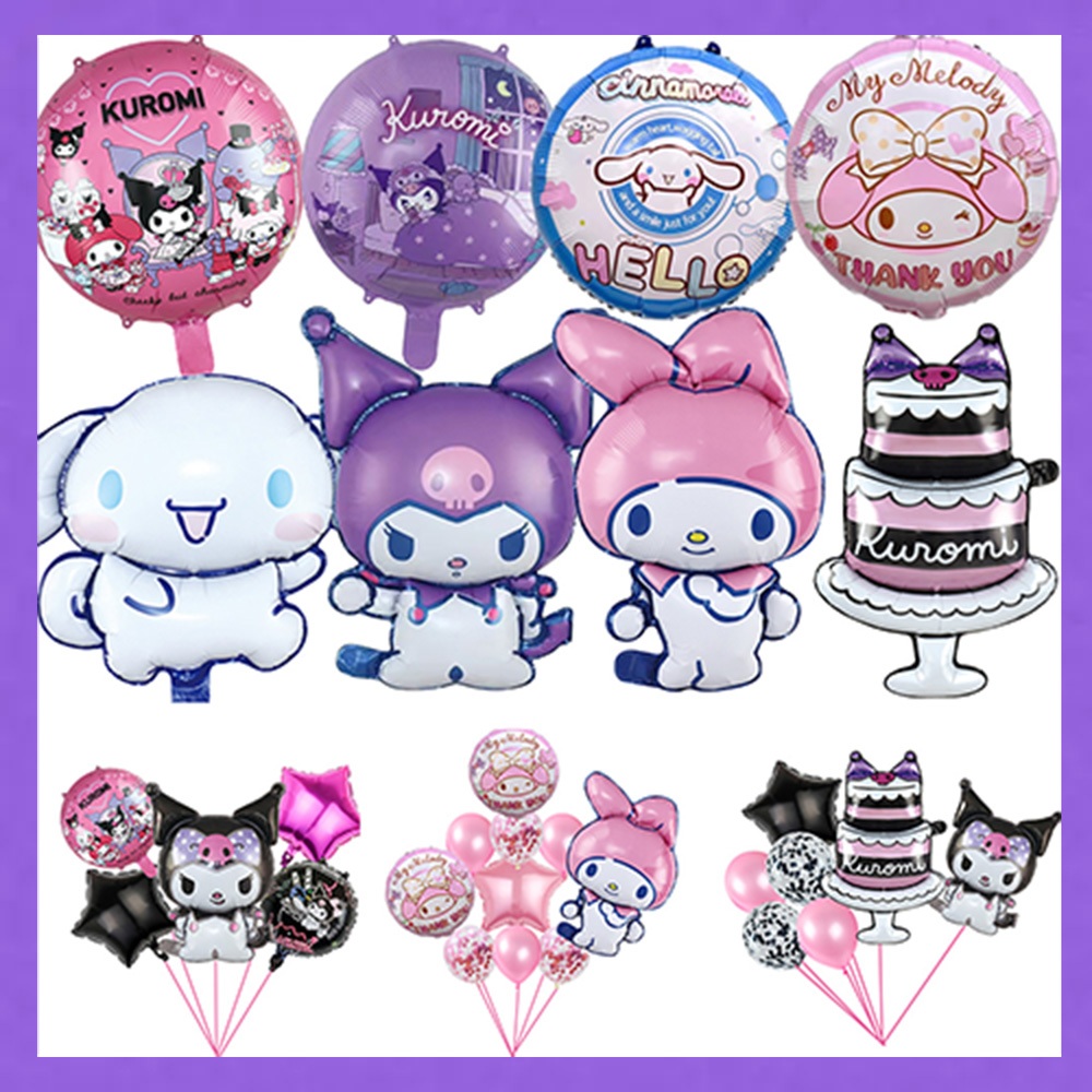 New Kuromi Melody Cinnamoroll Balloons Hello Kitty Friends Theme ...