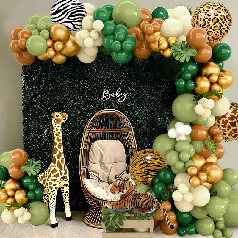 126PCS Green Brown Safari Balloons Jungle Safari Theme Party ...