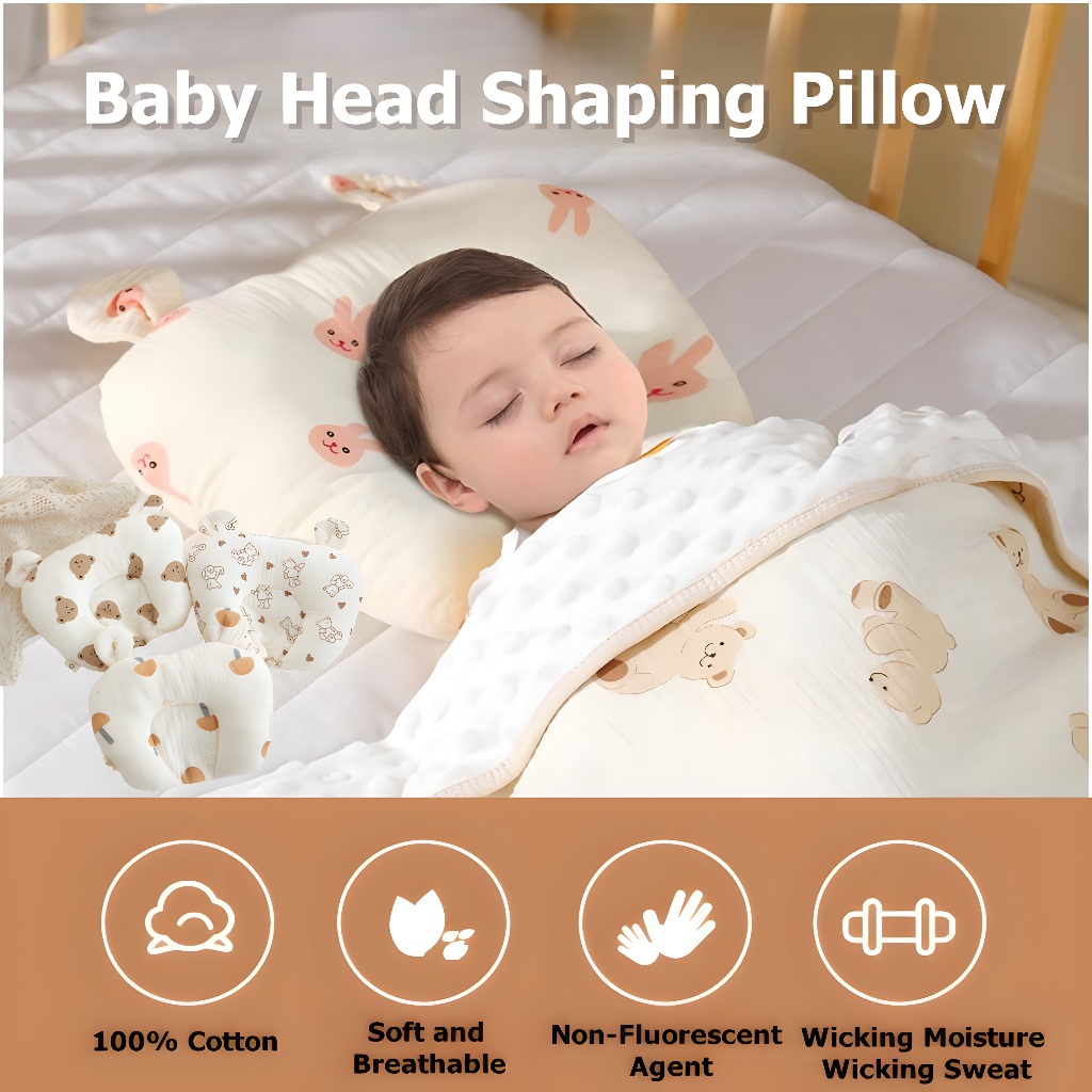 Baby Pillow Cotton Breathable newborn pillow Sleeping Support Prevent Flat Head Anti roll Support nursing Pillow for 0 6 Months Shopee Philippines