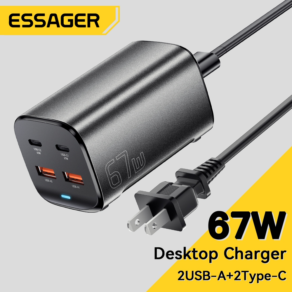 Essager 67W GaN Desk Charger Type C Usb Fast Charging Charger 2C2A Four ...