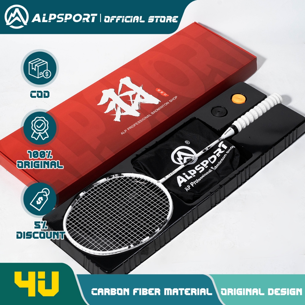 ALPSPORT New SS 4U 100% Full Carbon Fiber Pro Racket Badminton Original ...