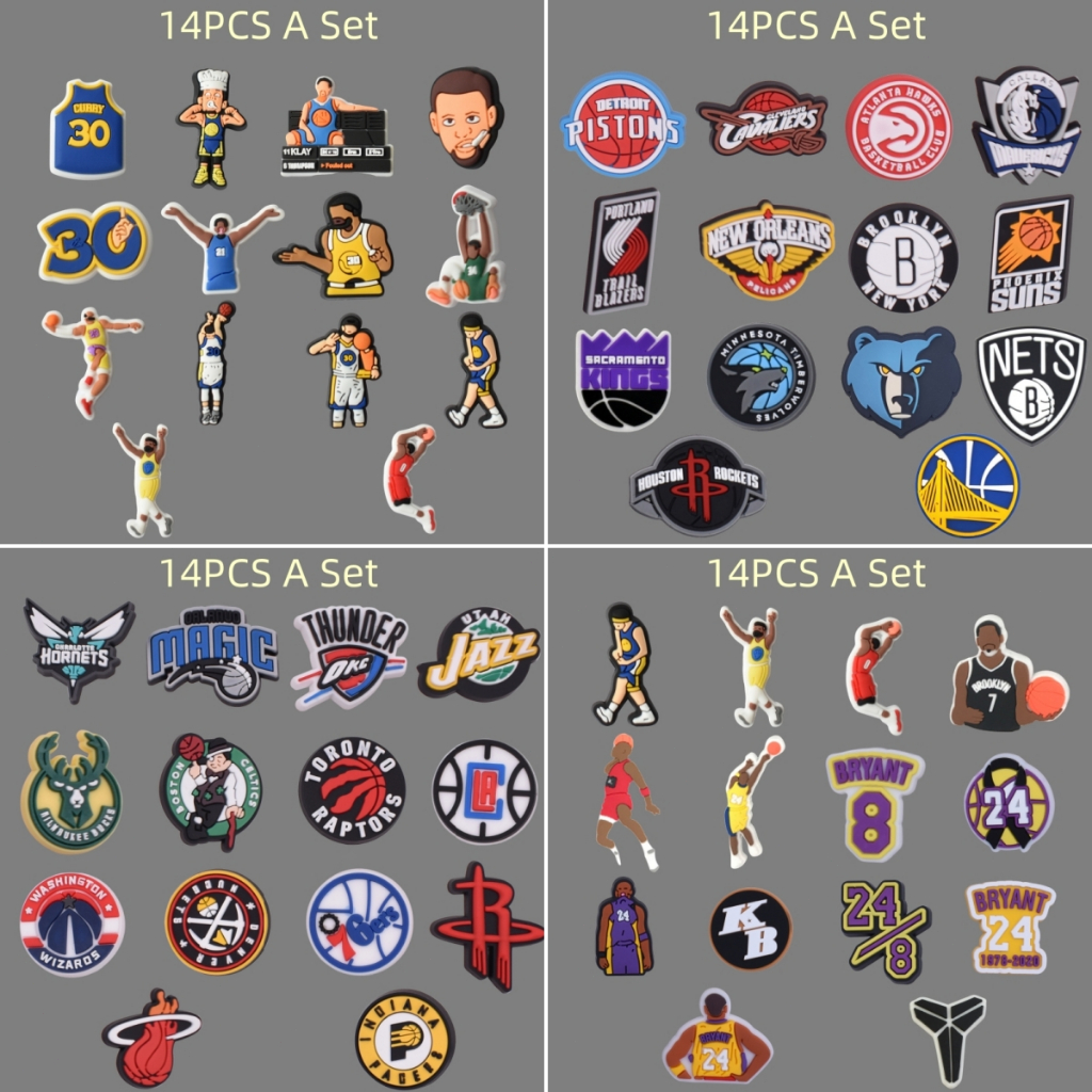 14PCS A Set Jibbitz for Crocs Jibbitz NBA Star James/Kobe Lakers