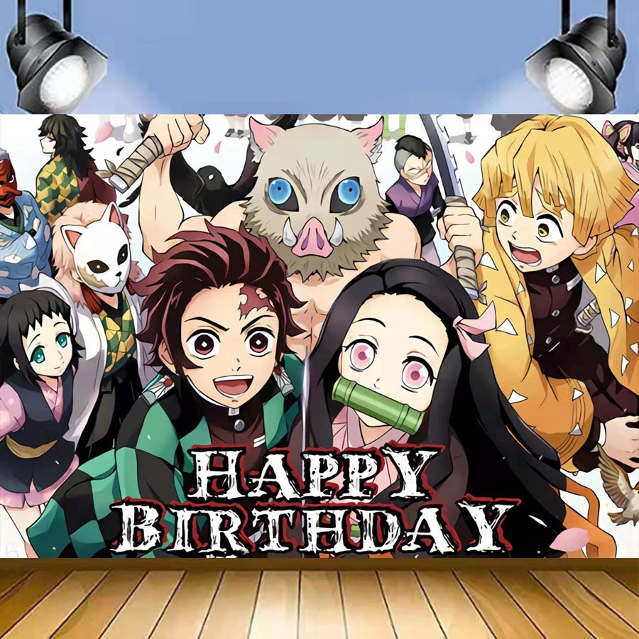 Demon Slayer Birthday Banner Kimetsu No Yaiba Photography Vinyl ...