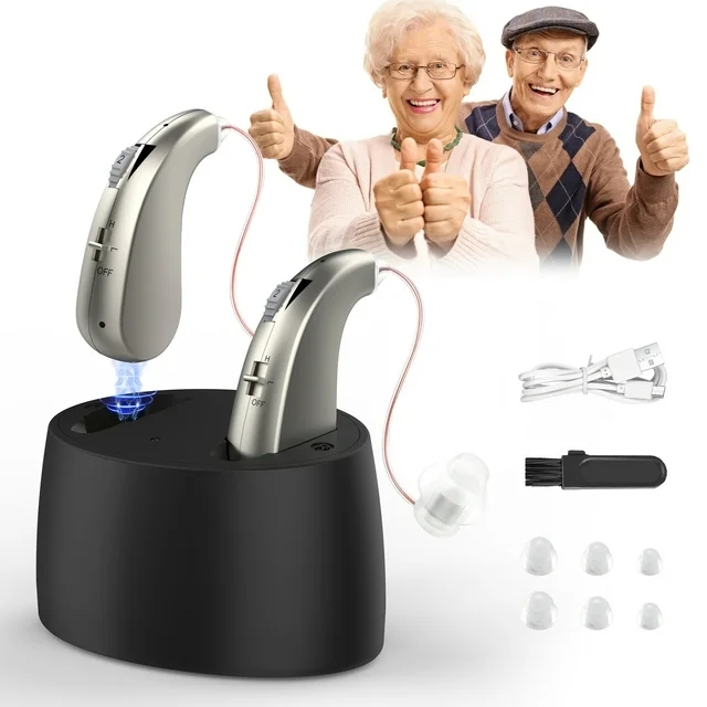 Noise Reduction Rechargeable Ear Hearing Aid with Charging Case ...