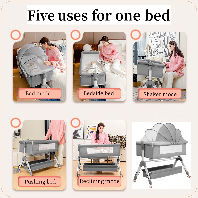 5 in 1 Baby Crib Bed Baby Cot Bed baby Side Bed Folding Baby Ded ...
