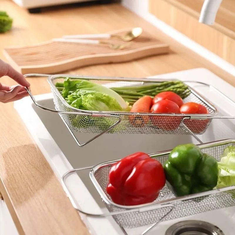 Retractable Sink Water Filter Rack Drain Basket Stainless Steel Kitchen ...