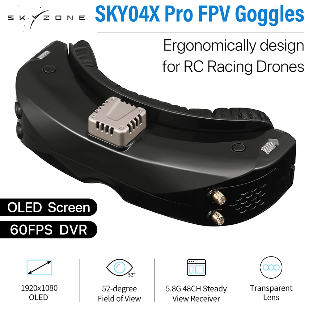 Lunettes Vidéo FPV Skyzone Cobra SD X V4 - 5.8G 48CH, Tracker Tête, 1280x720, Neuf
