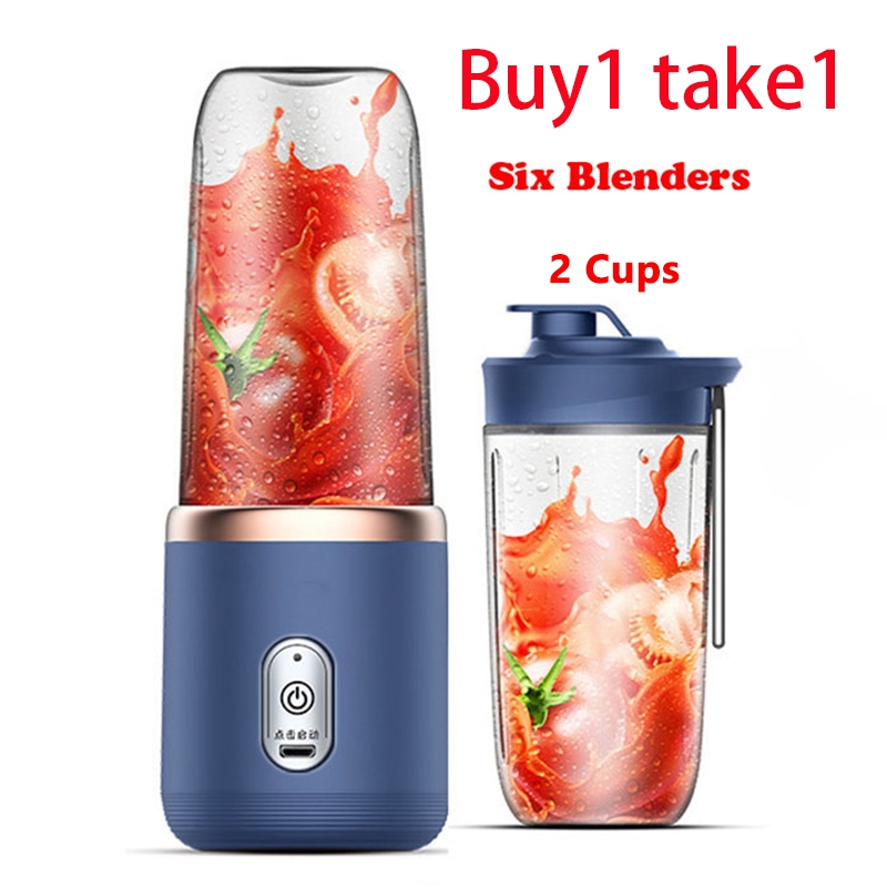 YOUYOU 400ML 2 Cups Portable Fruit Juicer Blender 6 Blade Juice Mixer