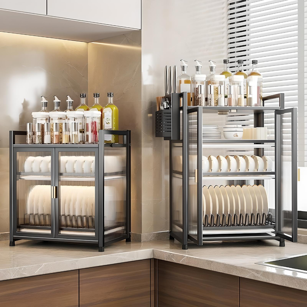 Kitchen Cabinet With Cover Dish Cabinet Stainless Kitchen Organizer ...