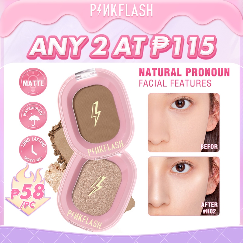 PINKFLASH 3D Contouring Highlighter Powder Long-lasting Matte Shimmer ...