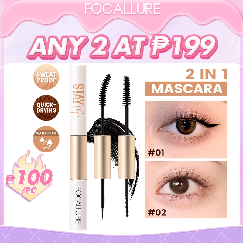 FOCALLURE 2 IN 1 Waterproof Mascara Fiber Eyelash Primer and Long ...