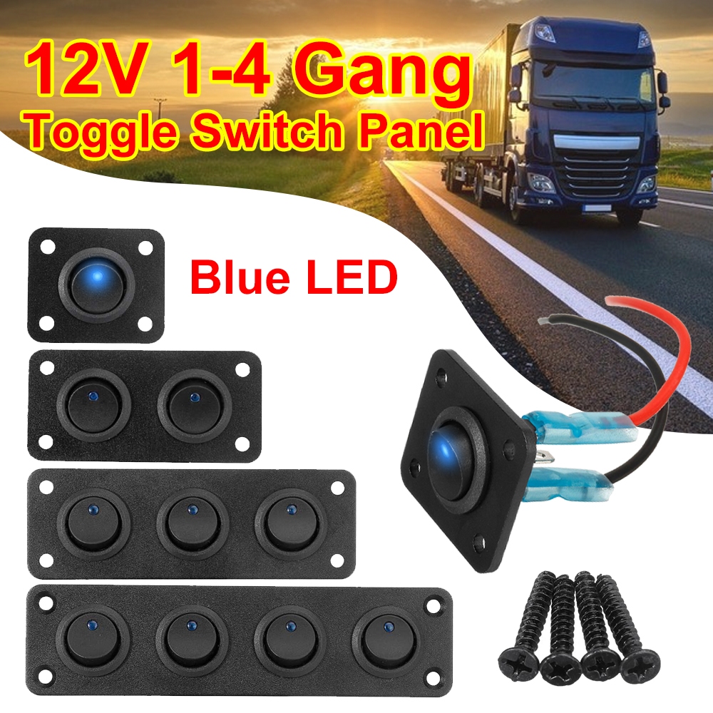 Toggle Switch Panel 12-24V IP66 Waterproof 3 Gang 5 Pin LED Rocker Switch Control Panel With Overload Blue Light Color Universal For RV Car Marine Boat 12v In Cab Switch Board