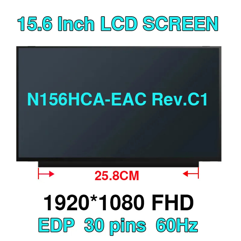 15.6" FHD Matte Laptop Screen Replacement For Lenovo – N156HCA-EAC REV.C1, 30 Pin, Non-Touch (FRU 5D10X08065)