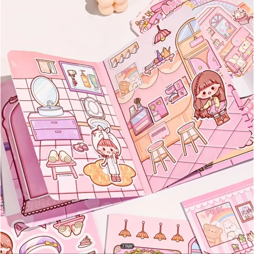 AKi Sauce Paper Doll House Children Girl Heart Cute Quiet Book Season 2 ...