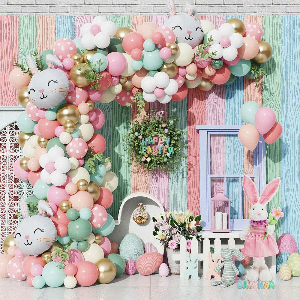180pcs Easter Decorative Balloon Chain Rabbit Aluminum Film Balloon ...