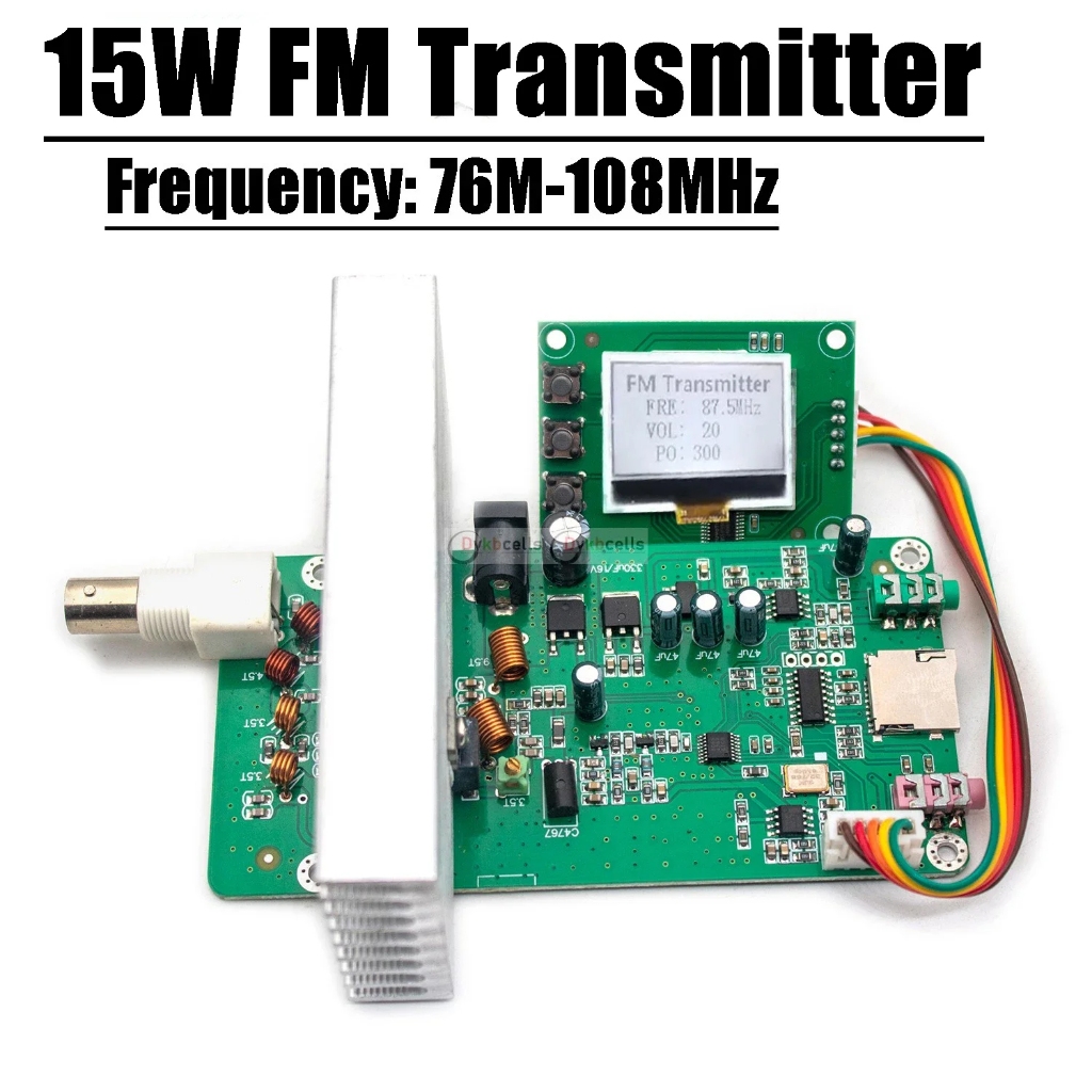 15W FM Transmitter PLL Stereo audio 76-108 MHz frequency Digital LCD ...