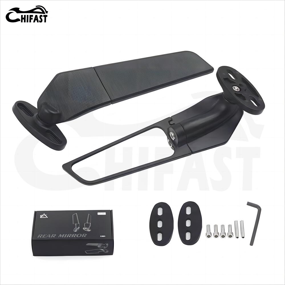 HIFAST Universal CNC Motorcycle Winglet Side Mirror Aluminum Adjustable ...
