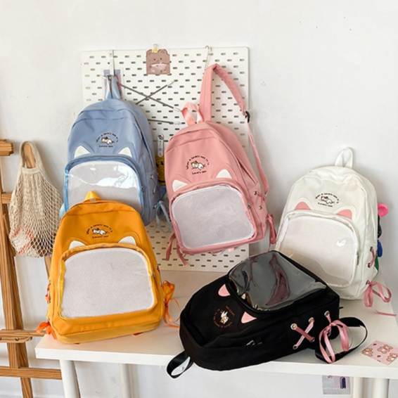 Kawaii Bow Toast Shaped Lolita Ita Purses And Handbags For Women Clear Window Shoulder Bag For Young Girls Cute Transparent Tote