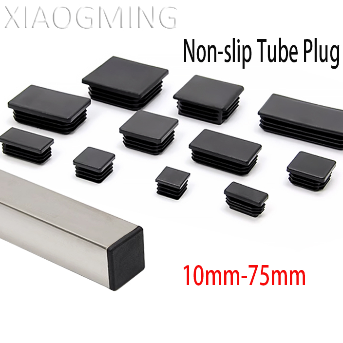10mm-75mm Rectangle Black Plastic Pipe Tubing Inner Plugs Tube Foot ...