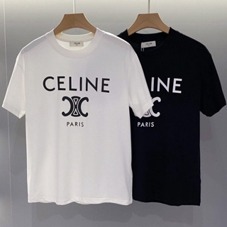 CELINE LOOSE T-SHIRT IN COTTON JERSEY - BLACK / WHITE